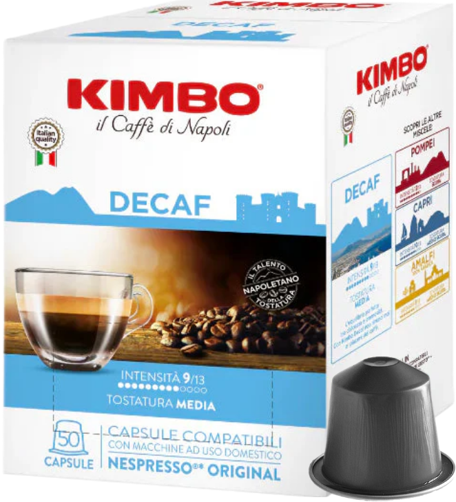 Kimbo Nespresso®*-kompatibla koffeinfria kapslar
