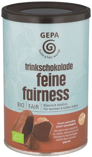 GEPA Trinkschokolade aus 32% Schokolade, Bio und Fair Trade, in einer 250g Dose