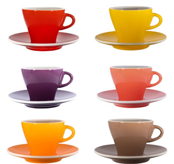 Färgglada Cappuccinokoppar, set med 6 stycken