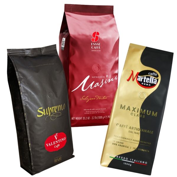 Probierset Divino, 3x 1000g ganze Bohne, Essse Masini, Valentino Supremo, Martella Maximum Class